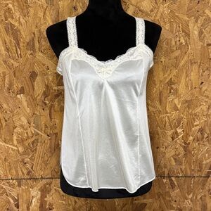 VTG Greenco Maid Ivory Satin Babydoll Cami Lace & Bow Lingerie Tank Top Sexy 6
